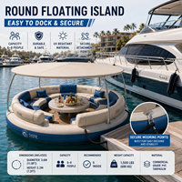 Plateforme flottante gonflable familiale personnalisée avec sièges-canapés, échelle et poignées pour la location en resort