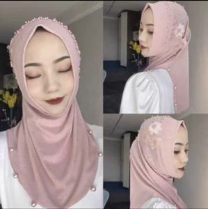 Hijab de luxe de Malaisie, voile perlé de qualité supérieure, chic, respirant, doux, instantané, en jersey, pour femmes musulmanes - Product Image 6