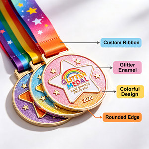 Glitter Enamel Custom <b>Medals</b> Eye-catching Design <b>for</b> <b>Kids</b> and Events Personalized Metal Sport <b>Medals</b> with Colorful Neck Ribbon - Product Image 2