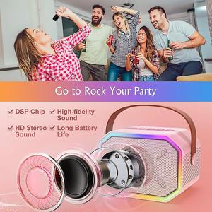 Mini portátil para altavoz, pequeño conjunto de altavoces inalámbricos para fiestas con micrófono doble de Karaoke para uso doméstico o al aire libre - Product Image 2