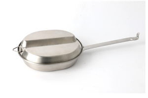 <b>Egg</b> Oval Camping 304 Stainless Steel 2 Compartment Eating Tray Large Plate Cooking <b>Pan</b> in One Kit Folding Handle Mess Tin - Product Image 6