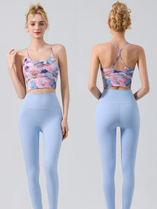 Ensemble de camisoles de yoga européennes et américaines à séchage rapide vêtements de sport solides coussin de poitrine respirant à la mode transfrontalier - Product Image 5