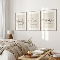 3er-Set Familien-Holzbilderrahmen Wandkunst Beige Drucke Über Sofa Dekor Poster-Set Schlafzimmer Wandkunstdrucke für Heimdekoration