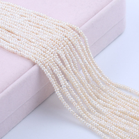 Petites perles blanches naturelles en vrac de 2.5-3mm véritables brins de perles en forme de bouton d'eau douce pour la fabrication de bijoux