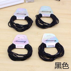 Coleteros para el cabello, tarjeta tres en uno, 5 piezas, bandas para el cabello trenzadas de tela de alta elasticidad para uso diario, color negro mixto - Product Image 5