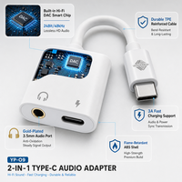 Perlindungan OTP Output DC Cepat Audio Hi-Fi USB-C ke 3.5mm untuk Ponsel Android Tablet Adaptor Audio Konverter Jack Headphone