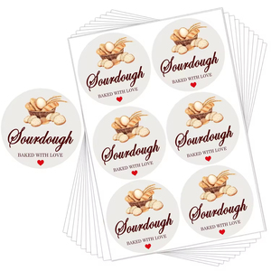 Étiquettes autocollantes pour pain au levain, rondes, 2 pouces, en papier, pour emballage, design « Baked With Love » - Product Image 4