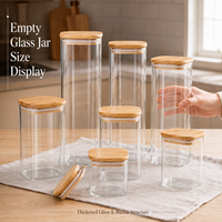 Pot de conservation carré en verre borosilicate avec couvercle en bambou, récipient alimentaire hermétique pour garde-manger, céréales, pâtes, noix, thé