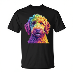T-shirt Golden Doodle Dog Colorful Face pour les amoureux des chiens, vêtements pour hommes - Product Image 2