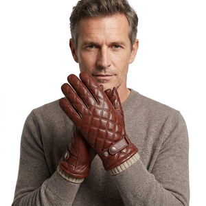Gants en cuir de mouton respirants et tactiles de haute qualité, élégants, doux, pour l'hiver, la conduite et les occasions décontractées - Product Image 1