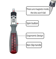 GLEDE 10-en-1 Kit d'outils de réparation magnétique à cliquet Tournevis à poignée en plastique pour réparation de meubles de voiture et d'appareils ménagers