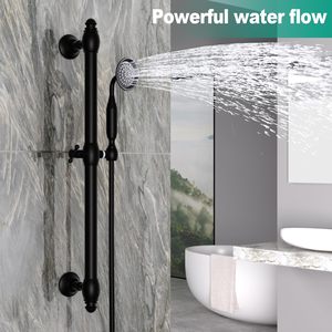 Pomme de douche rétro en laiton noir mat, à main, murale, hauteur réglable, barre coulissante, écologique, haute pression, pour hôtel, toilettes - Product Image 4