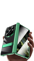Étui de téléphone transparent à couverture intégrale avec design de luxe et placage électrolytique, avec support métallique pour Oppo Find N3 et pour OnePlus Open