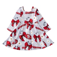 Robe décontractée à manches longues en soie de lait douce pour bébés et jeunes enfants, motif football, longueur genou, Saints 49ers Steelers, collection automne