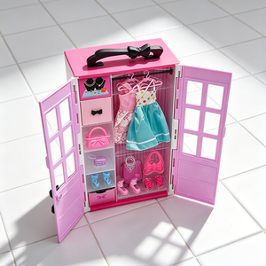Poupée modèle en vinyle plastique noire de 11,5 pouces OEM avec une somptueuse armoire pour un ensemble de jeu inclusif - Product Image 4