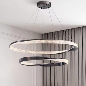 Lámpara Colgante LED de Aluminio de Color Negro Perla Redonda de Estilo Nórdico Moderno - Product Image 1