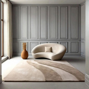 พรมขนแกะสีเบจทำมือกันลื่นกันน้ำได้สำหรับบ้านสำนักงานห้องนั่งเล่นห้องเด็กขนาดต่างๆ - Product Image 4