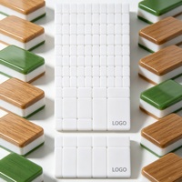 GY MJ0077 Jeu de Mahjong Américain en Acrylique Trois Couches Effet Bois Noyer, Tuiles Chinoises Modernes de Luxe en Bambou Lotus pour Divertissement et Jeux de Poker