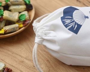 Bolsa de Lona de Algodón Blanca con Cordón, Impresa Personalizada, Ecológica, Reciclable, con Logotipo Personalizado, para Envasado de Frutas y Alimentos - Product Image 5