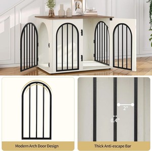 Mueble Jaula para Perros de Interior con Puertas Dobles y Cierres de Seguridad, Jaula Resistente de Madera y Metal para Mascotas, para Sala de Estar o Dormitorio - Product Image 2
