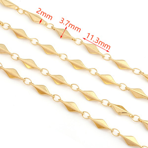 Chaîne en acier inoxydable 3D en forme de losange plaquée or pour la fabrication de bracelets, accessoires de bijouterie H1707 - Product Image 3