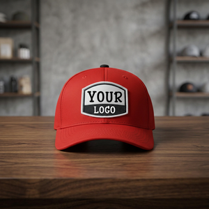 Casquette de baseball rouge 6 panneaux en gros, broderie de logo personnalisée sur le panneau avant, ajustable, unisexe, décontractée, en coton - Product Image 1