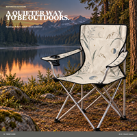 Chaise de plage pliable en gros avec porte-gobelet latéral et logo et motif personnalisés pour le camping nocturne en plein air