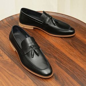 Mocassins de travail pour hommes en cuir pleine fleur rétro, style kangourou japonais, à bout carré, à lacets, rehaussés, décontractés - Product Image 1