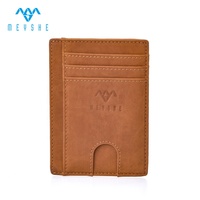 Dompet Kartu Kredit Minimalis Anti-RFID Berkualitas Baik Warna Coklat PU Harga Pabrik Custom