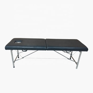 <b>Folding</b> Massage <b>Table</b> PU Leather <b>Metal</b> Frame Fixed Headrest Minimalist Design Salon Furniture Commercial Use - Product Image 1