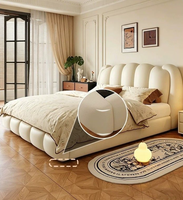 Ensemble de meubles de chambre à coucher de luxe italien, lit king size moderne, lit double en cuir capitonné, grande tête de lit haute, style doux, meubles pour la maison