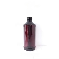 Botella vacía de 473 ml, 16 oz, 500 ml, cuadrada, con boca de rosca, botella de plástico doméstica, botella de plástico PET arqueada, tapa con letras rojas.