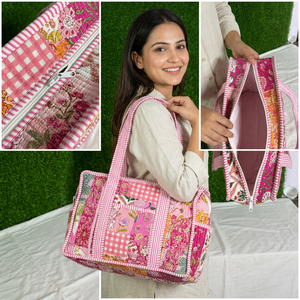 Premium pink patch mahjong zipper <b>bag</b> handmade quilted cotton floral <b>patchwork</b> cosmetic pouch travel organizer storage case - Product Image 1