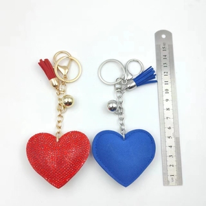 Korean Crystal Rhinestone Heart Keychain Love Tassel Key Chains Bag Key Ring Heart Sparkling Charm Keychain Heart Shape Keychain