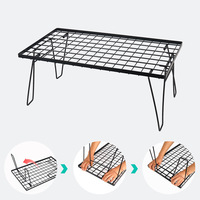 Table pliante d'extérieur en bambou avec plateau en maille, table de camping portable pour barbecue, table de camping, table en maille