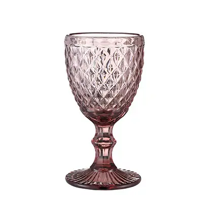 Vintage Pola Timbul Tinggi Kaca Bening Hijau Biru Merah Muda Warna Piala Anggur Goblet Berwarna Gelas Pink Piala Vintage Kaca