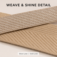 Sangle Jacquard Métallique Simple Face 25mm en Polyester/Nylon avec Lurex Argenté Scintillant – Ruban Tissé Durable pour Sacs Tendance