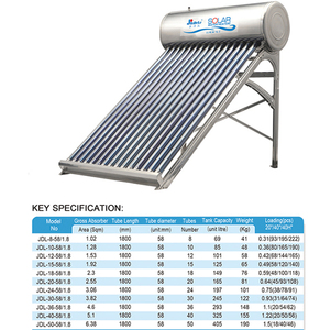JIADELE Calentador de Agua Solar sin Presión de 100L, 150L, 200L, 250L, 300L, 500 Litros, con Tubos de Vacío, Tipo Geyser Solar - Product Image 1