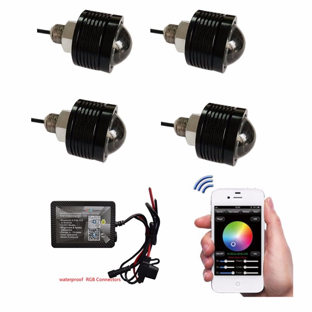27W Super Bright RGB LED Marine Light Multi-color Underwater Glow LED Pool Bulb Music APP Remote Controller Boat Light LED