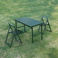 Table de camping pliante d'extérieur, bureau de terrain portable avec chaises, ensemble de table de pique-nique multifonctionnel