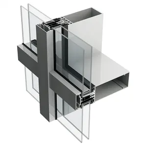 זכוכית כפולה פרופילי אלומיניום קיר מסך אלומיניום קיר מסך עבור לוחות קיר