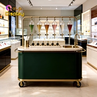 Station de dégustation de parfums haut de gamme et écologique, bar à parfums, surface en marbre, design mobile, stand de vente de luxe pour centre commercial, salle d'exposition, avec éclairage LED