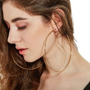 Parures de boucles d'oreilles, grandes et larges, en métal uni, plaqué or, pour femmes, nouvelle collection 2020 - Product Image 1