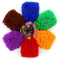 Outil de nettoyage automatique étanche Gant en chenille pour les détails de voiture Gant de lavage de voiture en chenille en microfibre bleue durable