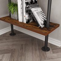 Estante de Pared Industrial de 6 Niveles, Negro, con Tubos Metálicos y Madera Rústica, Estantería Tipo Escalera, Decorativa, para Hogar u Oficina