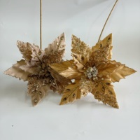 Guirlande de fleurs de Poinsettia artificielles en polyester faites à la main pour décoration de Noël, murale, pour intérieur, taille personnalisée, pour fêtes