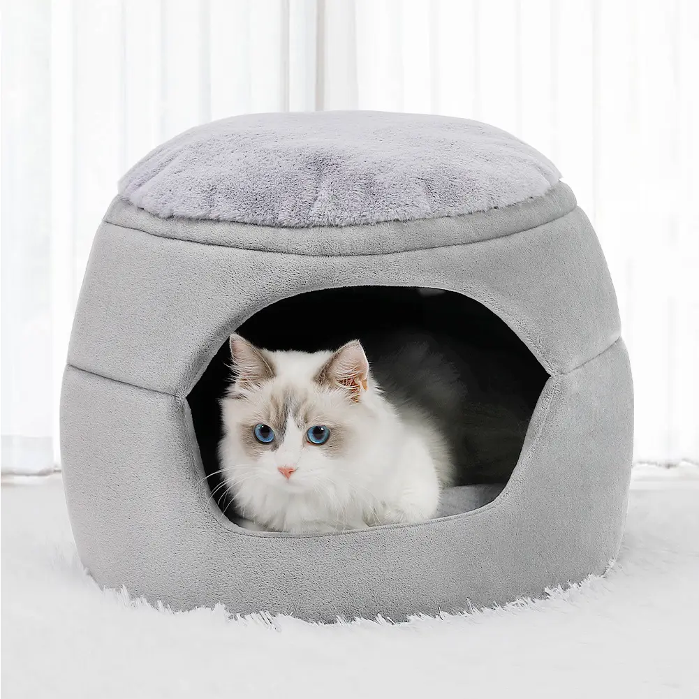 Drop Shipping tempat tidur hewan peliharaan lembut musim dingin bantal kucing bulat rumah keranjang hangat kantong tidur kucing sampah anjing kucing