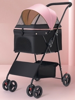 Poussette pour animaux de compagnie à grande capacité à 4 roues pour les sorties en plein air, pliable, portable, en tissu Oxford, réglable pour les chiens, pour les voyages en plein air