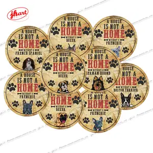 Een Huis Zonder Hond Is Gewoon Een Huis Metalen Poster Grappige Dia 30Cm Ronde Tinnen Bord Huis Woonkamer Dierenwinkel Muur Decor Metalen Bord