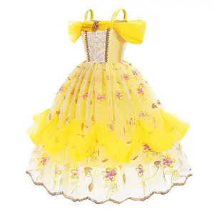 RTS Gelbes Prinzessenkleid Mädchen ausgefallenes Prinzessenkostüm Deluxe-Kleidung für Cosplay Geburtstagsfeier